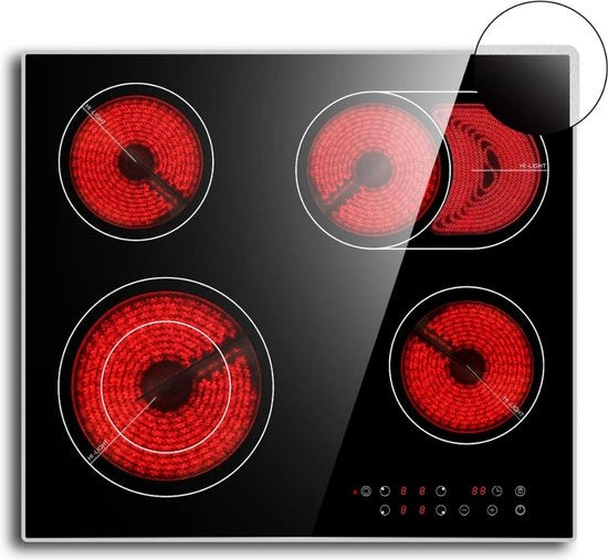 Piastra elettrica 4 fuochi - Piastra elettrica 4 fiamme - Piastra elettrica ceramica senza cavo - Nero