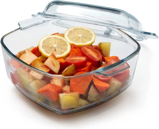 Piatto da brasatura scala vetro con coperchio 2,5L Piatto da brasatura scala con coperchio Piatto da brasatura in vetro borosilicato resistente al forno Piccolo