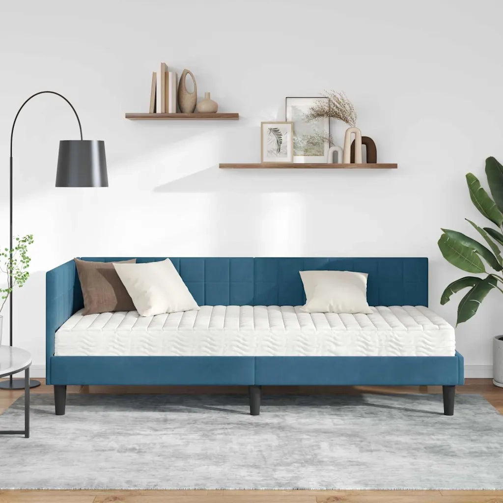 Struttura Letto Angolare con Materasso 2 pcs Blu Velluto 3393957