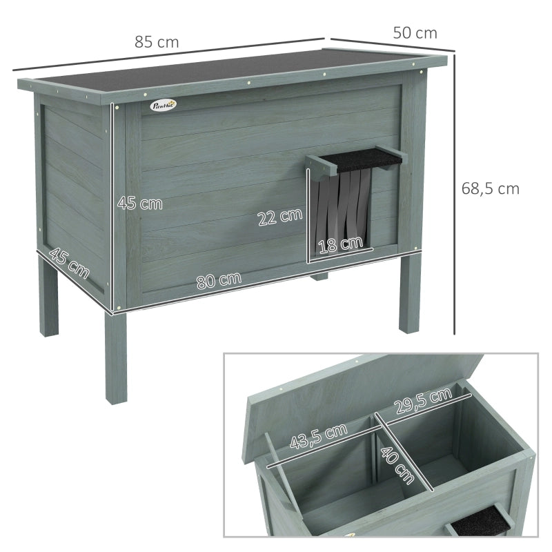 Cuccia per gatti da esterno, resistente alle intemperie, 1 finestra, 1 ingresso, 85 x 50 x 68,5 cm, grigio scuro + nero