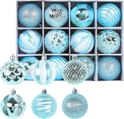 Ornamenti per albero di Natale in vetro 16 pezzi 8 cm tematica natalizia decorazioni pittoriche giallo verde blu per albero di Natale