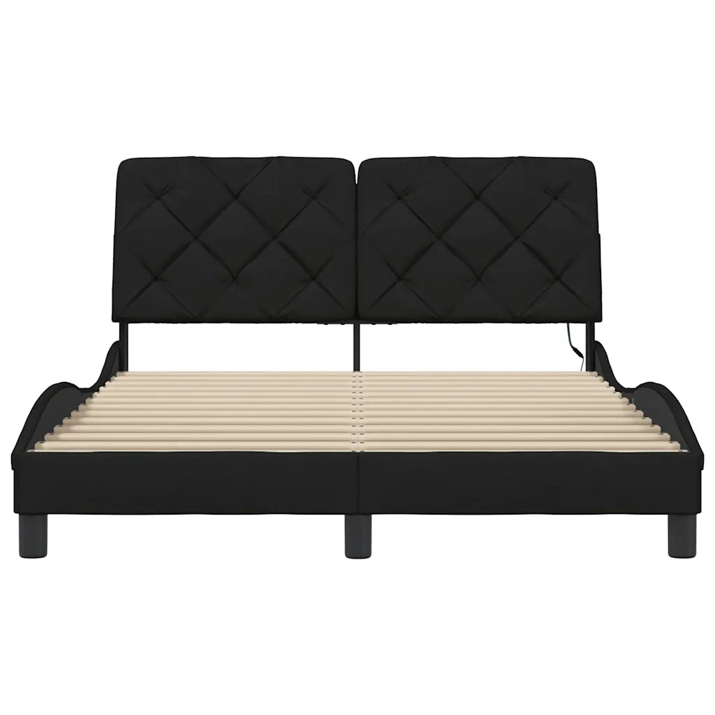 Giroletto con LED senza Materasso Nero 140x190 cm in Tessuto 3310666