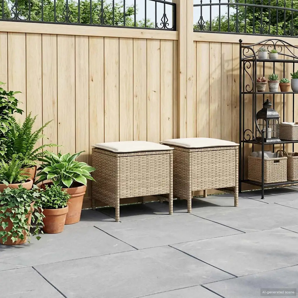 Poggiapiedi da Giardino 2 Pezzo Beige e Crema 38 x 38 x 45 cm 42025387