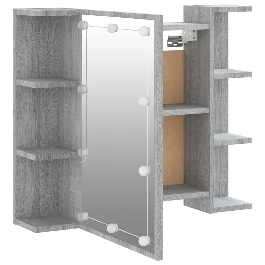 Mobile a Specchio con LED Grigio Sonoma 70x16,5x60 cm 820452