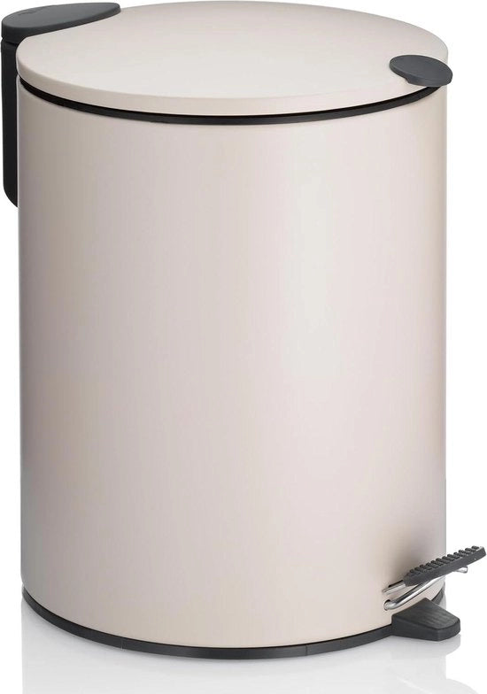 Pulitore del pavimento da bagno 5L in beige con chiusura silenziosa, dotato di contenitore interno e maniglia portatile