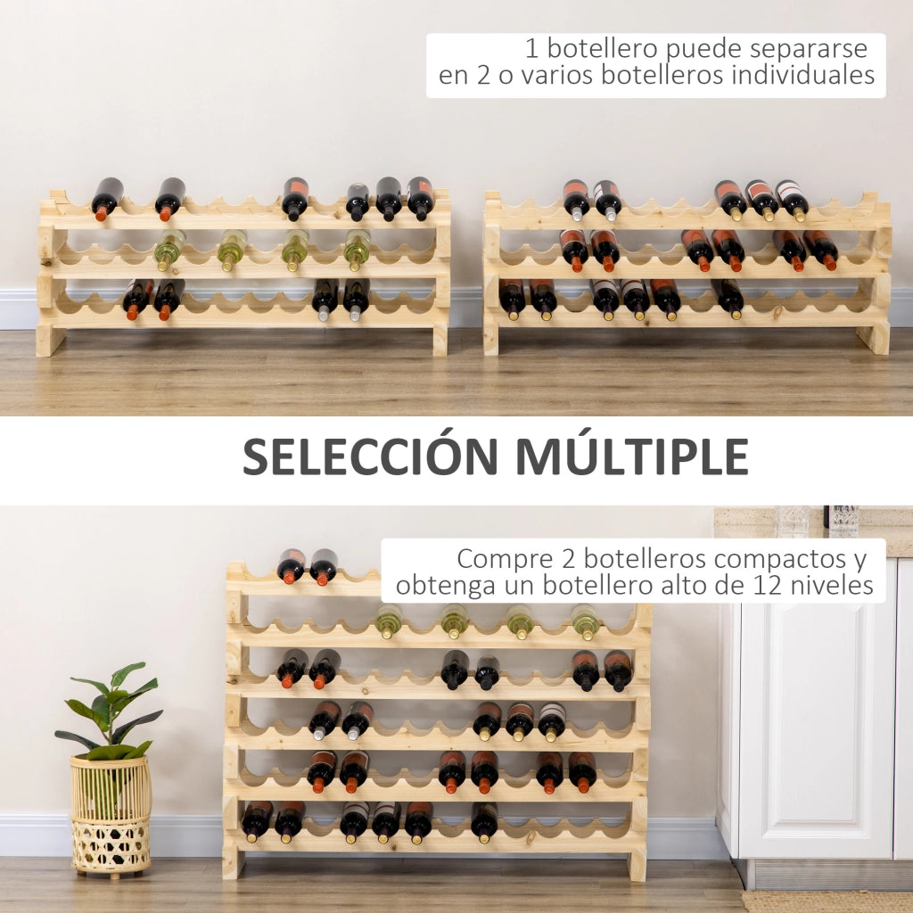 Cantinette 6 Livelli 72 Bottiglie Verticale ¨C zephmum ¨C 114x28x85 cm Legno Naturale