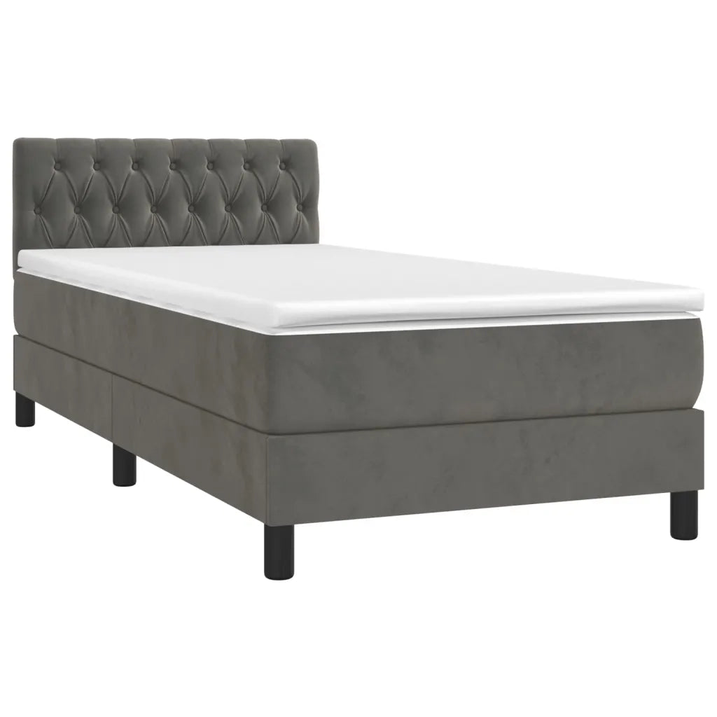 Giroletto a Molle con Materasso-Struttura Letto Grigio Scuro 90x190 cm Velluto 985680