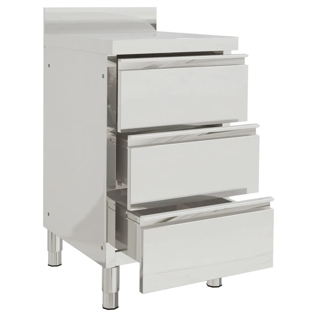 Mobiletto da cucina commerciale con 3 cassetti 50x60x96 cm 151179