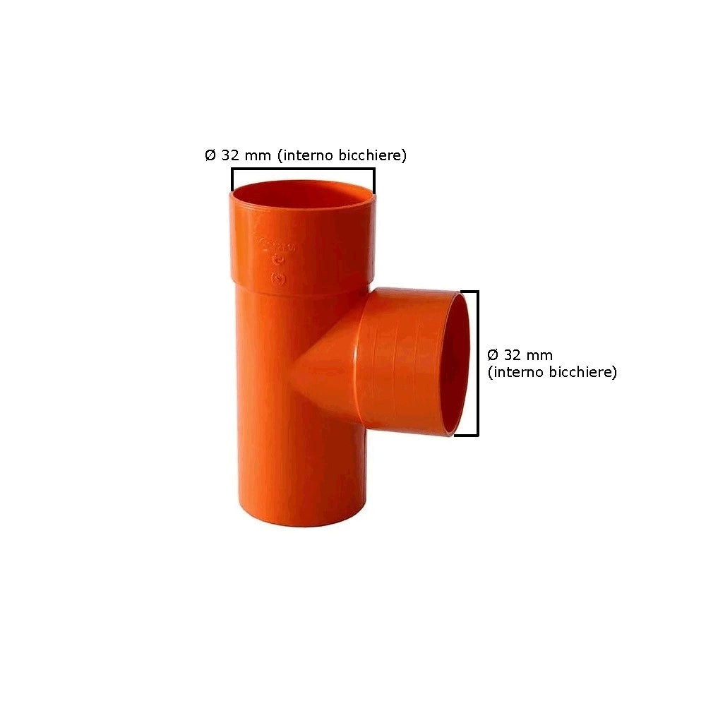 Derivazione 87.30° in pvc : Colore - Arancio, Diametro - 32