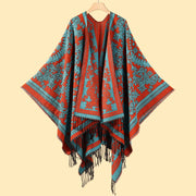 Sciarpa da viaggio, sciarpa in cashmere a maglia con foglie di ginkgo autunno/inverno, mantella con spacco, poncho