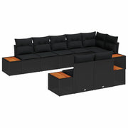 Set Divano da Giardino con cuscino 8 pcs Nero Poly Rattan 3348109
