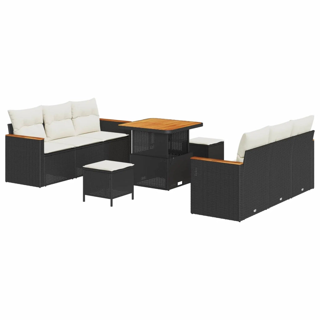 Set Divano da Giardino 9 pcs Nero polyrattan 3362865