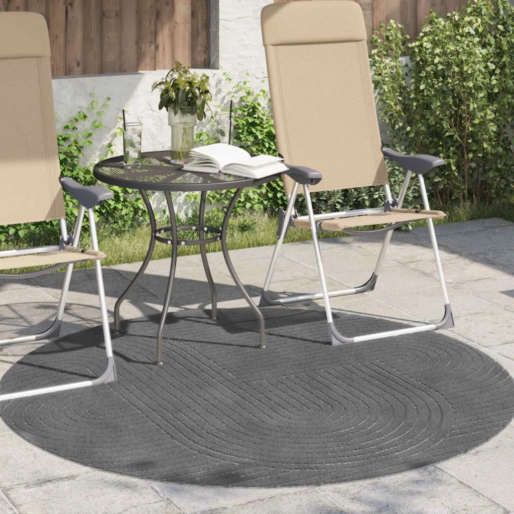 Tappeti per area Rotondo PALMERAS Antracite Ø 200 CM Poliestere 42022621