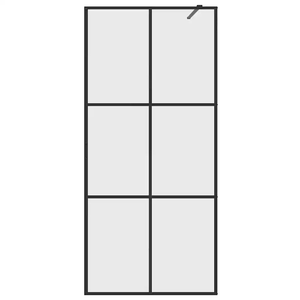 Parete Doccia Walk-in in Vetro Trasparente ESG Nera 80x195 cm 151023