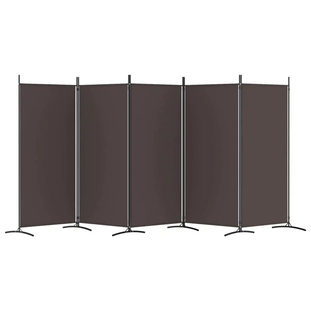 Divisorio a 5 Pannelli Marrone 433x180 cm in Tessuto 350267