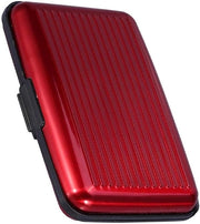 Portafoglio in alluminio con protezione NFC e RFID - Rosso - Adatto per carte di credito, carta d'identità e carte di debito - 11x7.5x2 cm