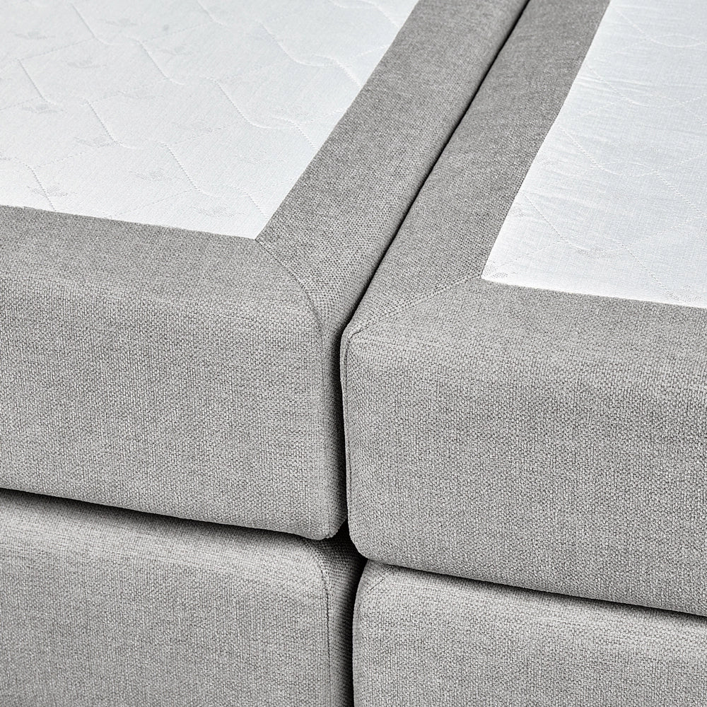 Divano letto king size UE con contenitore 160 x 200 Tappezzato grigio chiaro con materasso a molle Bonell