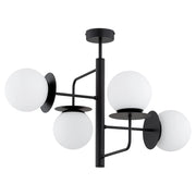 Plafoniera moderna nera con 4 globi bianchi E14 LAMUR Alfa