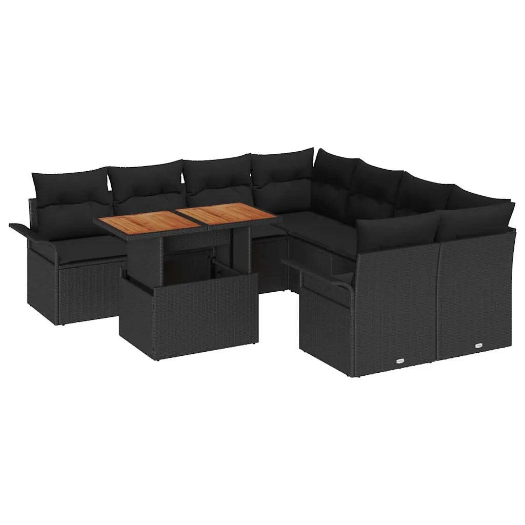 Set Divano da Giardino con cuscino Nero