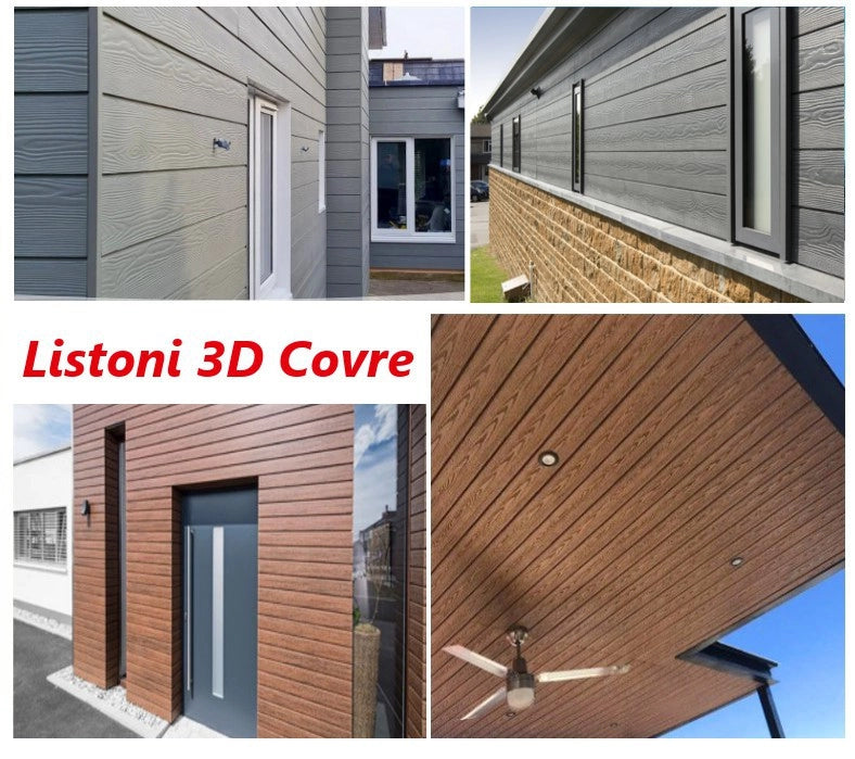 Listoni WPC 3D Covre 30m² per rivestimenti colore Teak Plus listone 174x2200mm spessore 21mm