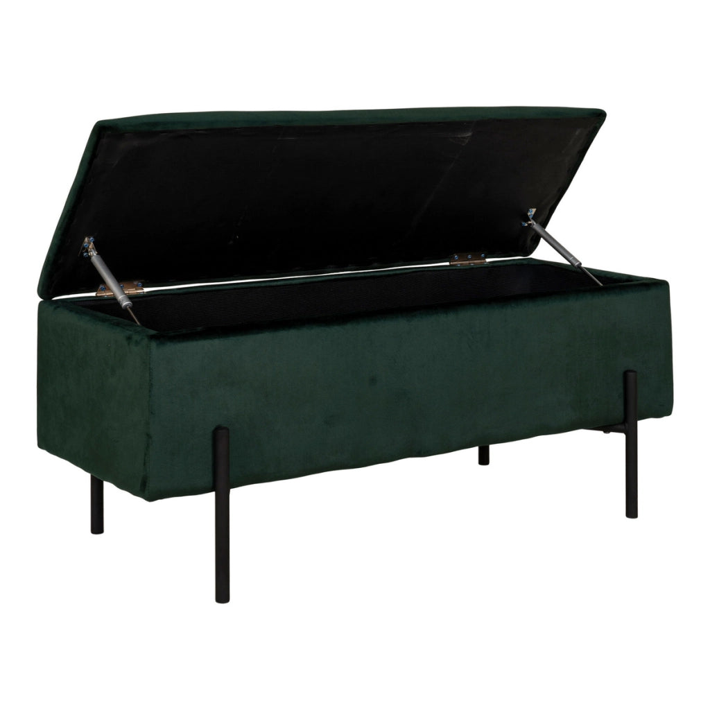 Panca con Portaoggetti Watford, Verde, Poliestere, 36,5x95x43 cm