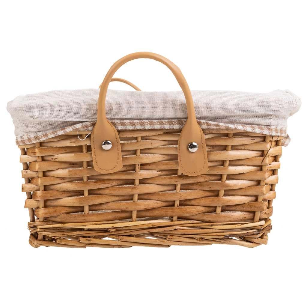 Set di 3 cestini in vimini foderati marroni