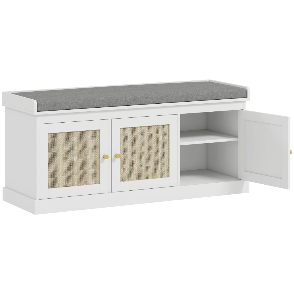 Panca portascarpe con cassetti e ripiano regolabile ¨C zephmum ¨C bianco, 105x35x47cm