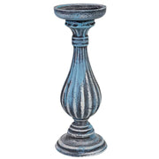 Candeliere in legno blu 11x11x29h cm