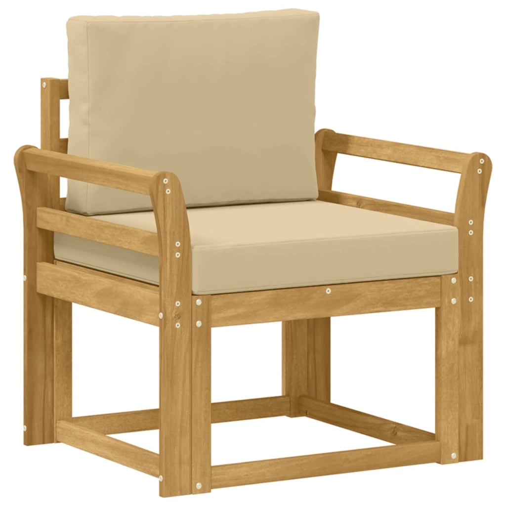 2 Pezzo Set di divani da esterno Poliestere Bianco e Beige 3438977