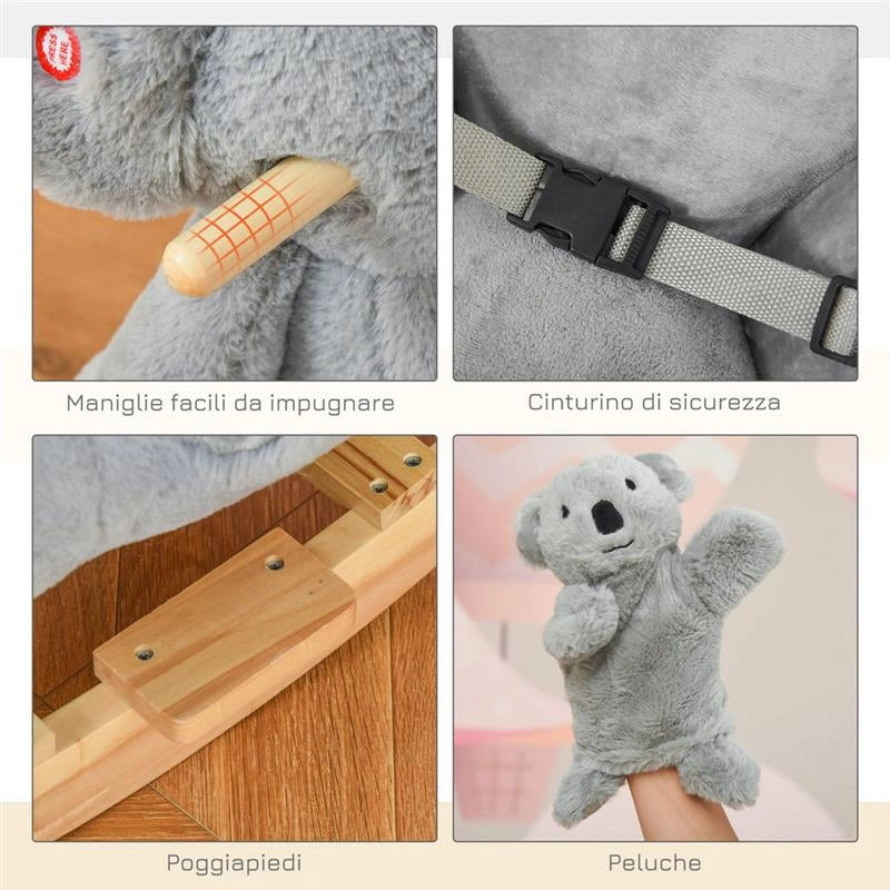 DONDOLO KOALA PER BAMBINI 18-36 MESI GRIGIO