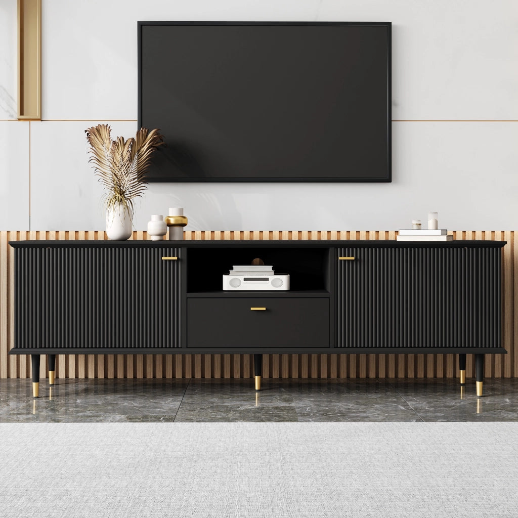 Cassettiera TV nera in MDF; lunghezza 170 cm