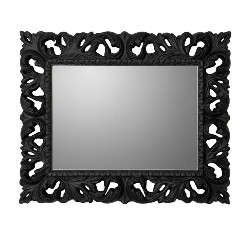 Specchiera Madrid con decoro in stile barocco nero lucido