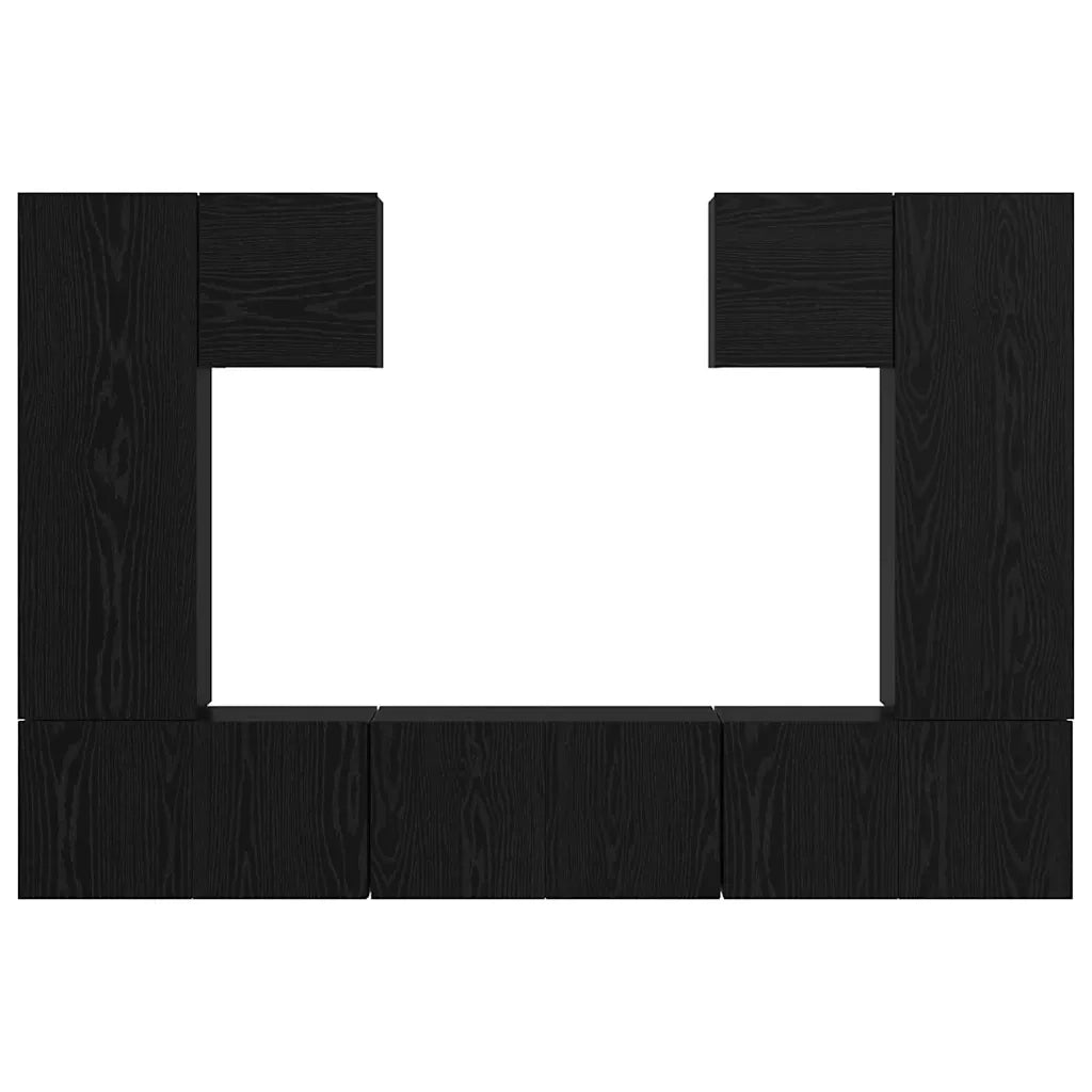 Set mobile TV 7 pz | Armadietto TV | Mobile Porta TV Rovere Nero Legno multistrato