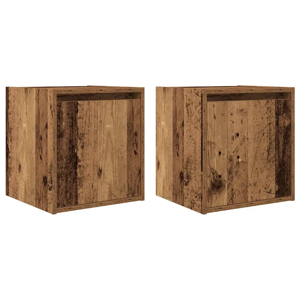 Comodini a Muro 2 pz Legno Antico 38x34x40 cm 861244