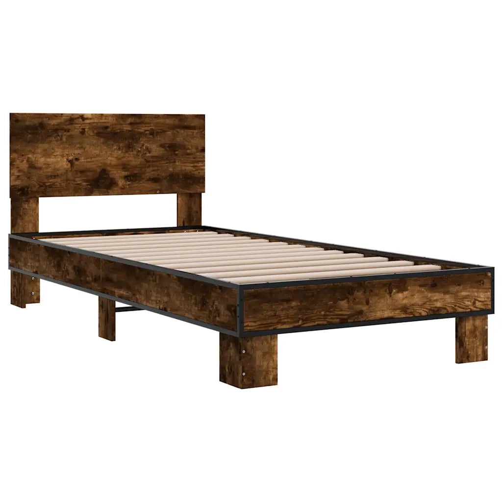 Giroletto-Struttura Letto Rovere Fumo 90x200 cm in Legno Multistrato e Metallo 998841