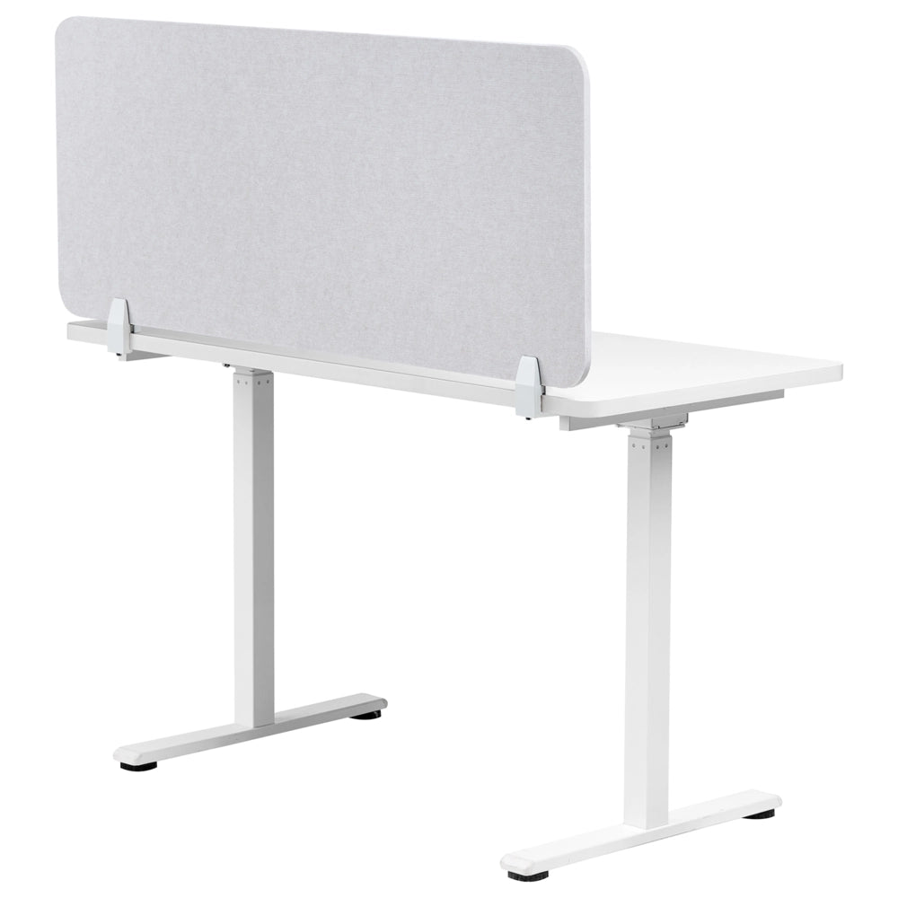 Pannello Divisorio da Scrivania Bianco Sporco in PET con Rivestimento in Tessuto 120 x 50 cm Schermo Acustico per Ufficio e Home Office