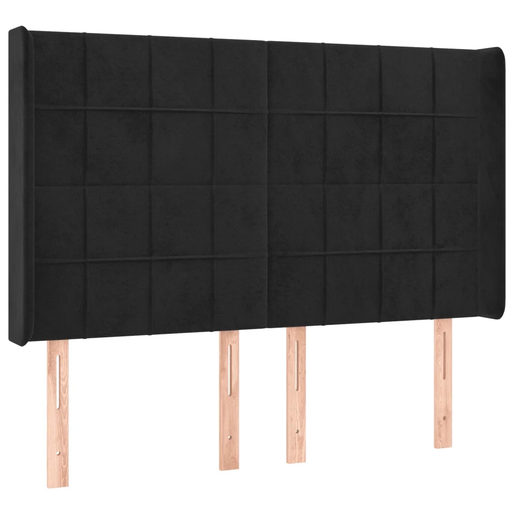 Testiera a LED Nera 147x16x118/128 cm in Velluto 3124098