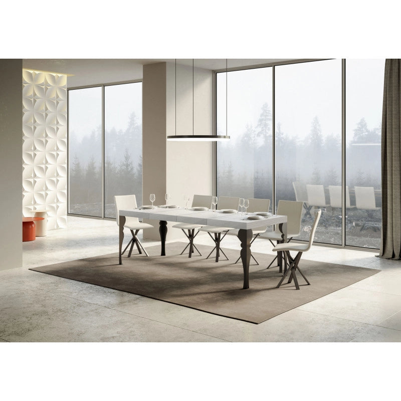 Tavolo allungabile 200/304x90 cm Paxon Premium telaio Antracite - Bianco Frassino
