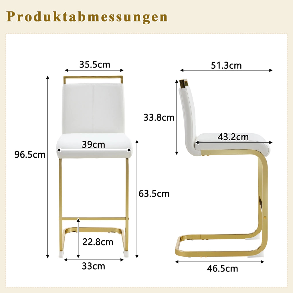 SGABELLO ALTO Set da 2 pezzi 96,5 cm PU bianco e oro