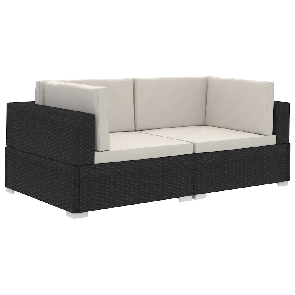 Poltrone Modulari ad Angolo con Cuscini 2 pz Polyrattan Nero 897446