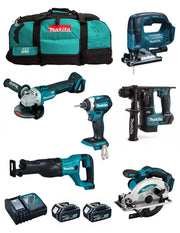 MAKITA Kit MK602 (DHR171 + DGA504 + DTD154 + DJR186 + DJV182 + DSS610 + 2 x 5,0 Ah + DC18RC + 2 x LXT600)