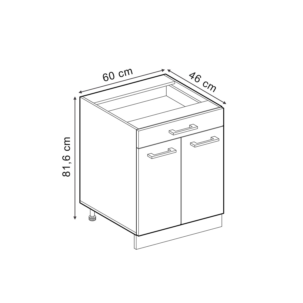Vicco Mobiletto base per cucina Sonoma 60 cm PL Marmo