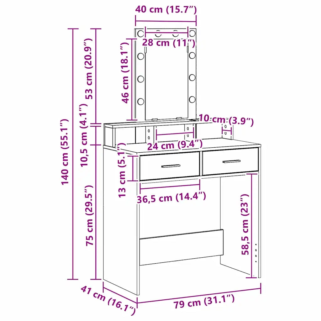 Toeletta | Tavolo da Trucco Marrone 79 x 41 x 140 cm Legno multistrato