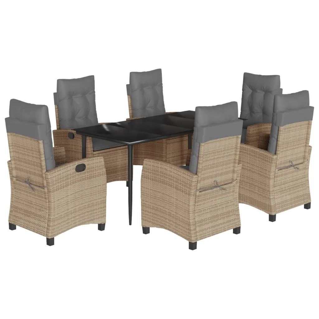 Set Pranzo da Giardino 7 pz con Cuscini Beige Misto Polyrattan 3212828