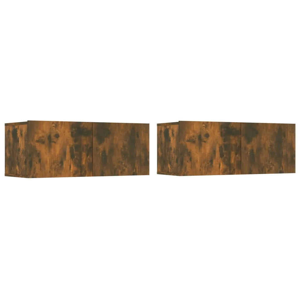 Set di Mobili Porta TV 4 pz Rovere Fumo in Legno Multistrato