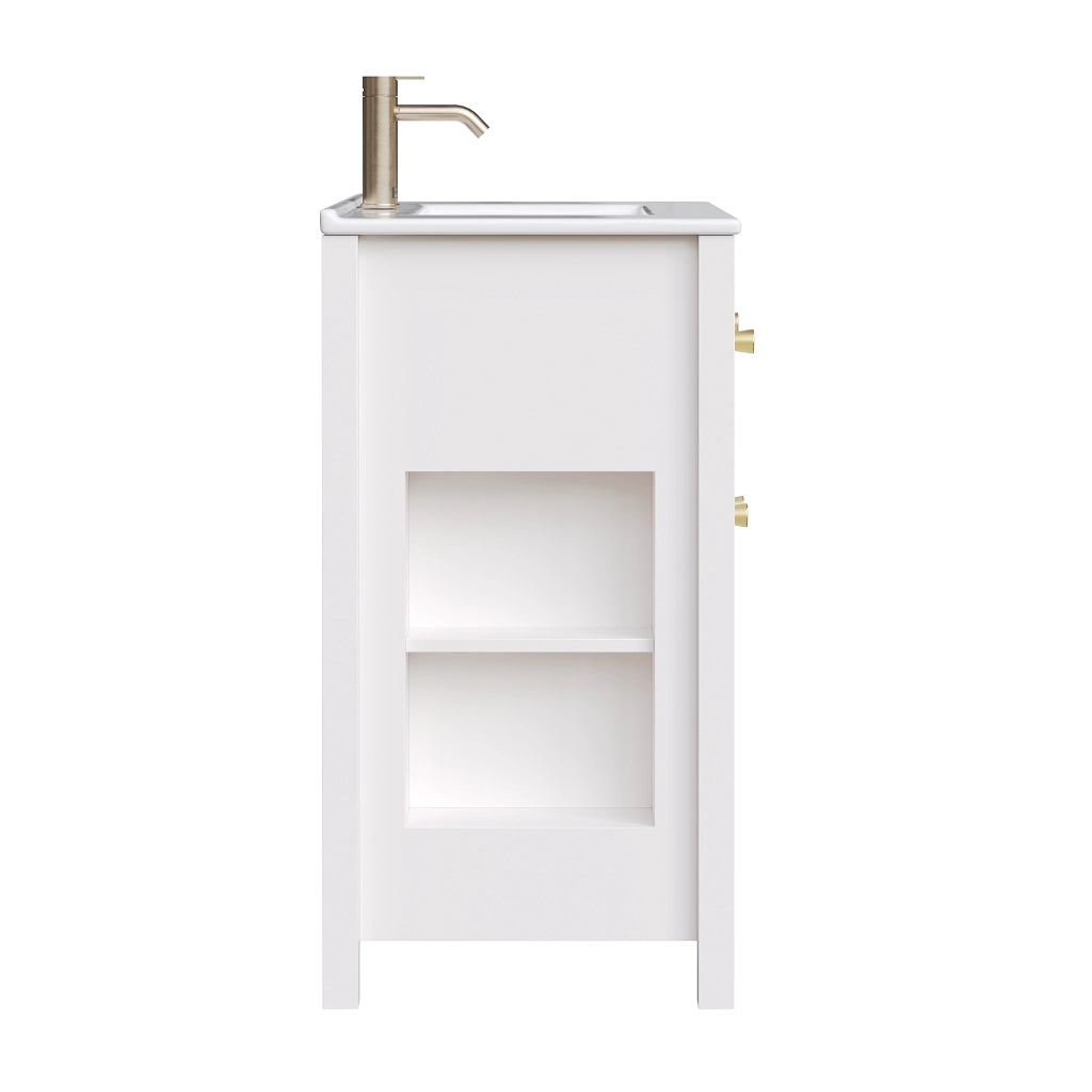 Mobile bagno con 1 anta 1 vano aperto e ribalta con chiusura ammortizzata lavabo in ceramica per bagno 81×46.5×86.5 cm