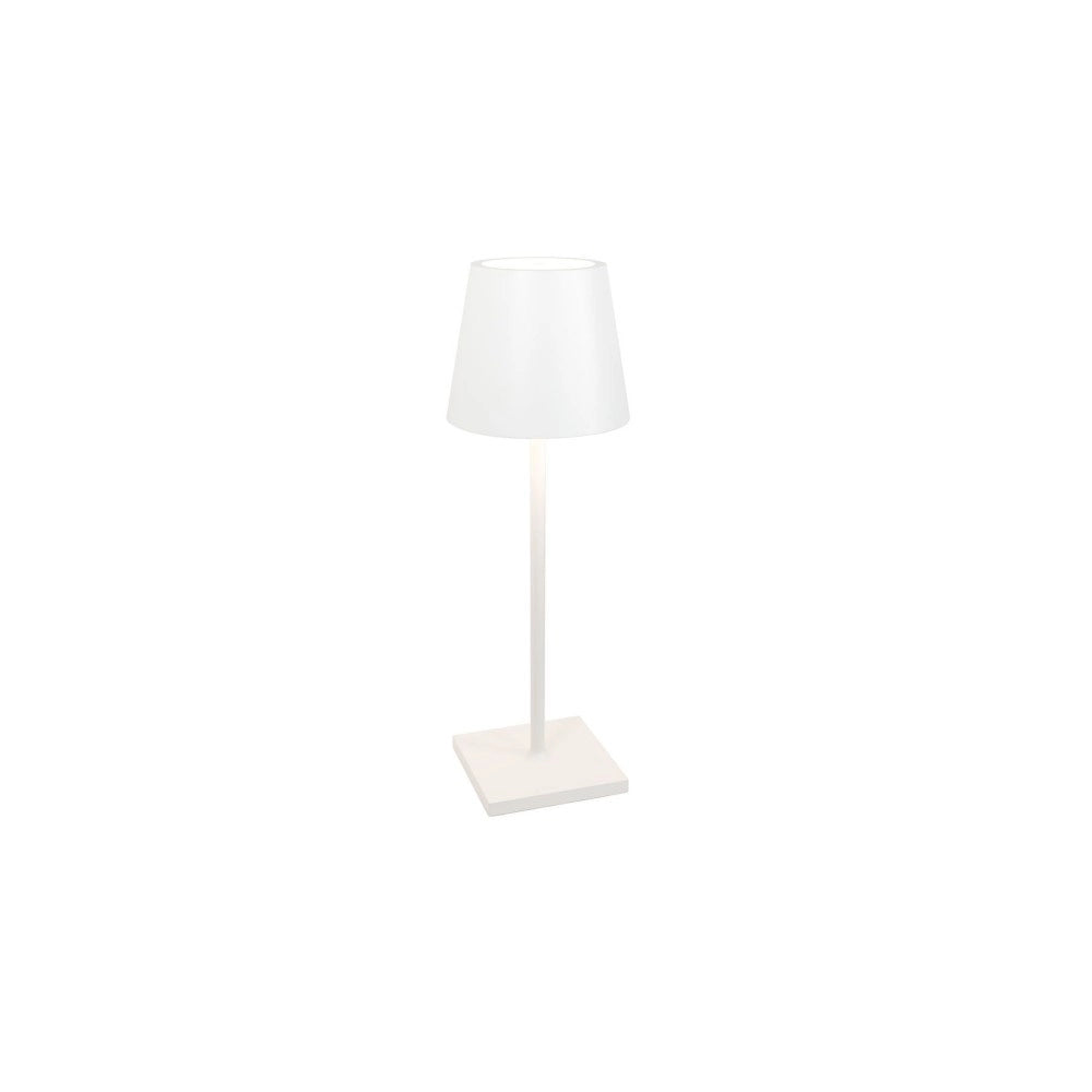 Zafferano Lampada a led da tavolo Poldina L Desk Bianca ricaricabile e dimmerabile con batteria fino a 12 ore