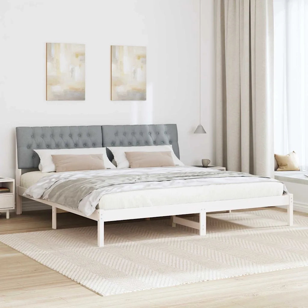 Letto con Testiera Rivestita con testiera Bianco 200 x 200 cm 3394382
