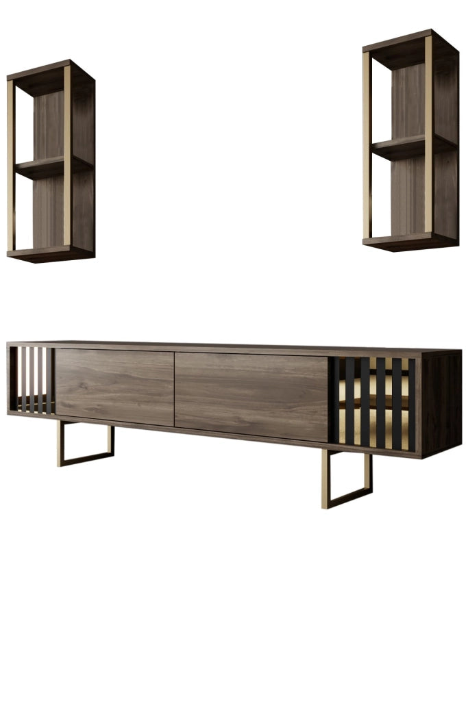 Porta TV in legno "Gold Line" - 180 x 30 x 48 cm - NoceNero
