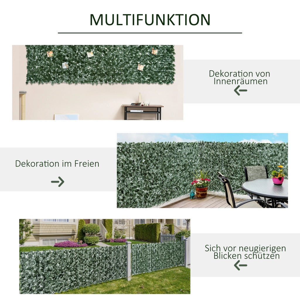 Siepe artificiale, siepe per la privacy, 300 x 150 cm, verde scuro, per giardino, balcone, decorazione murale